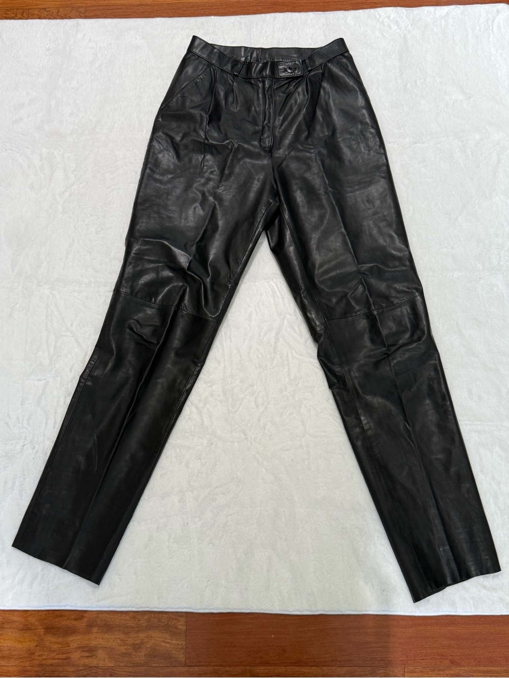 Vintage LEATHER Black Pants Women’s - Classic Fit Pleated